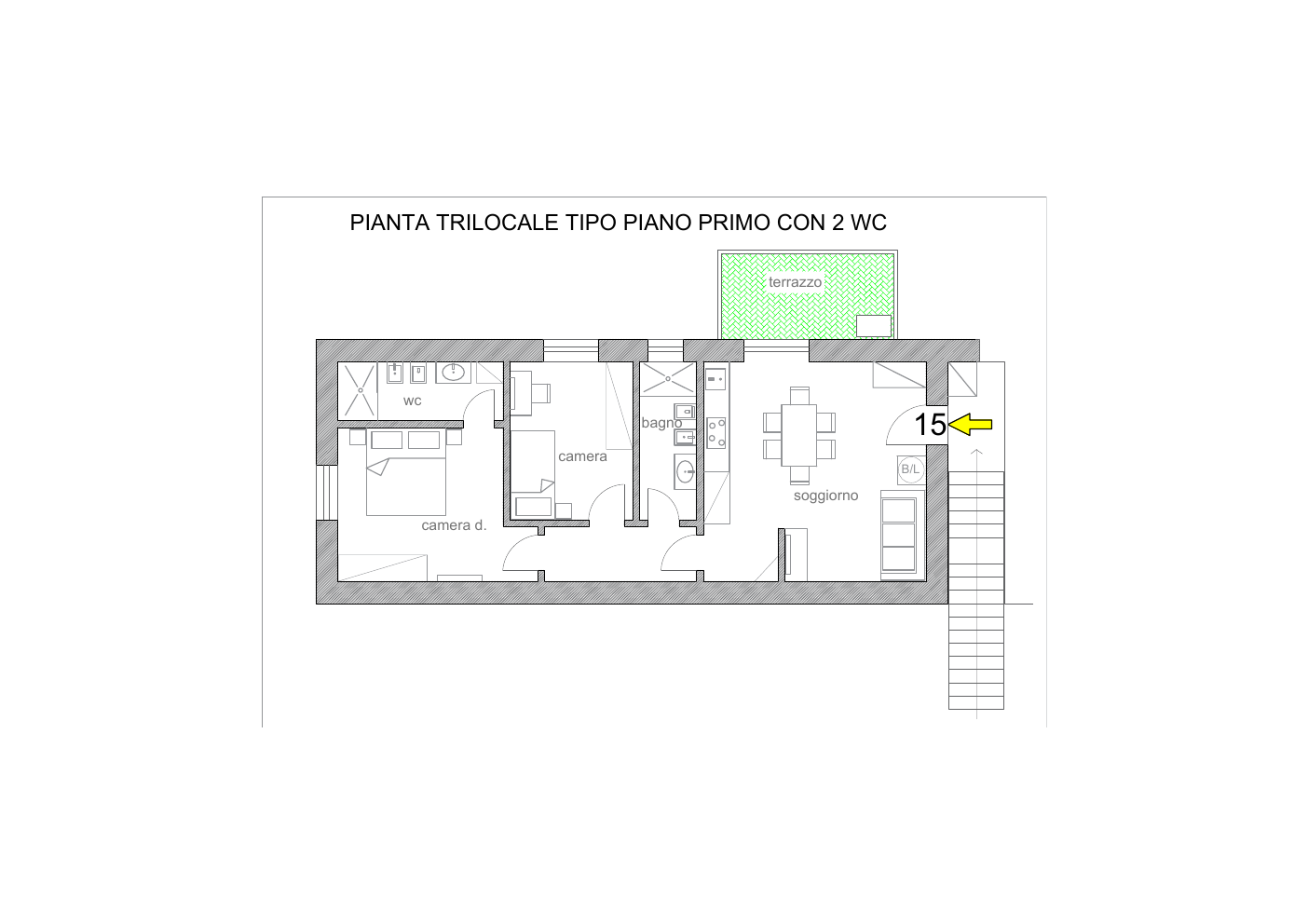 Trilocale tipo 2 WC piano primo