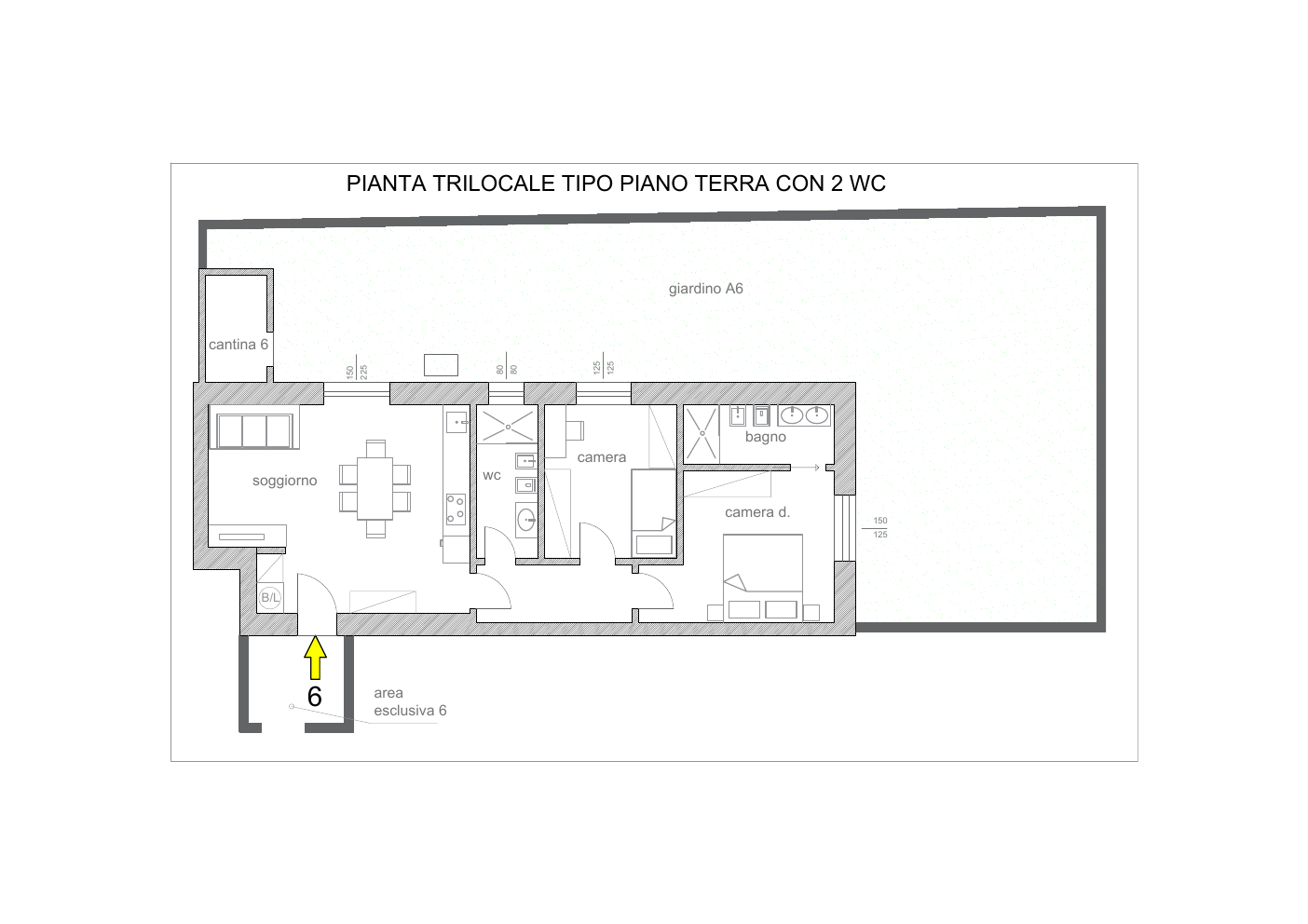 Trilocale tipo 2 WC piano terra